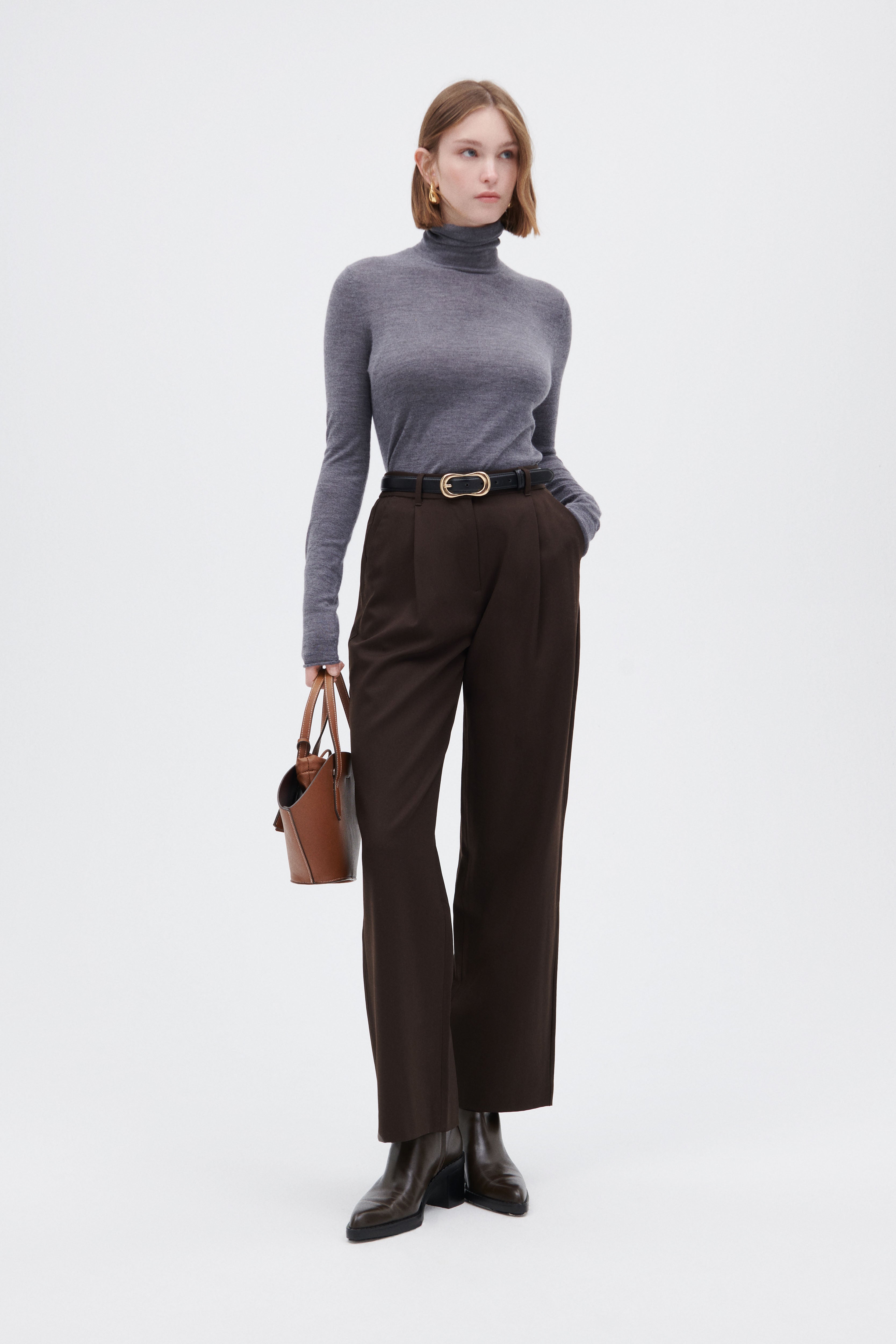 Pure Virgin Wool Pants with Pleats