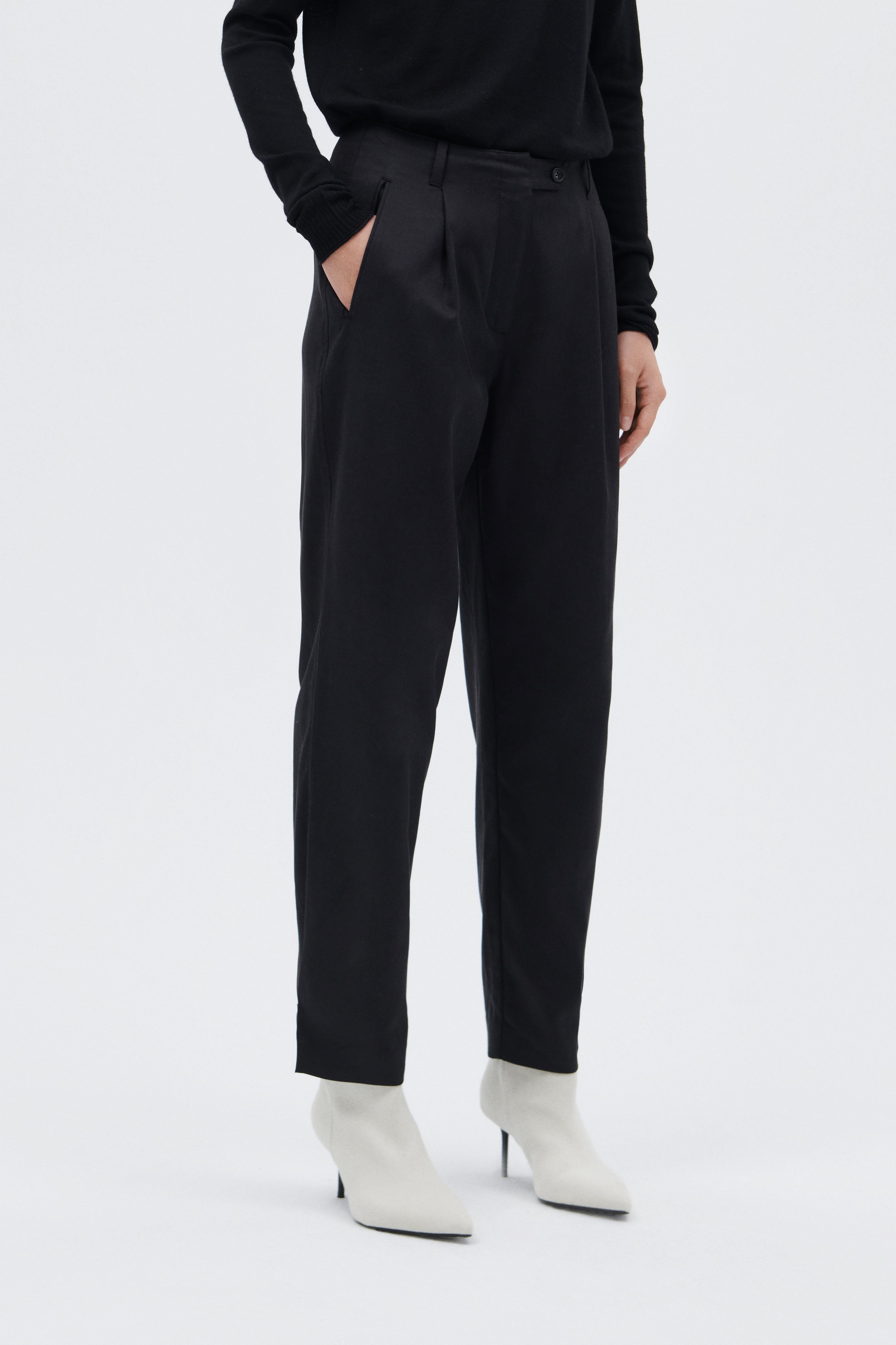 High Waist Pants with Pleats