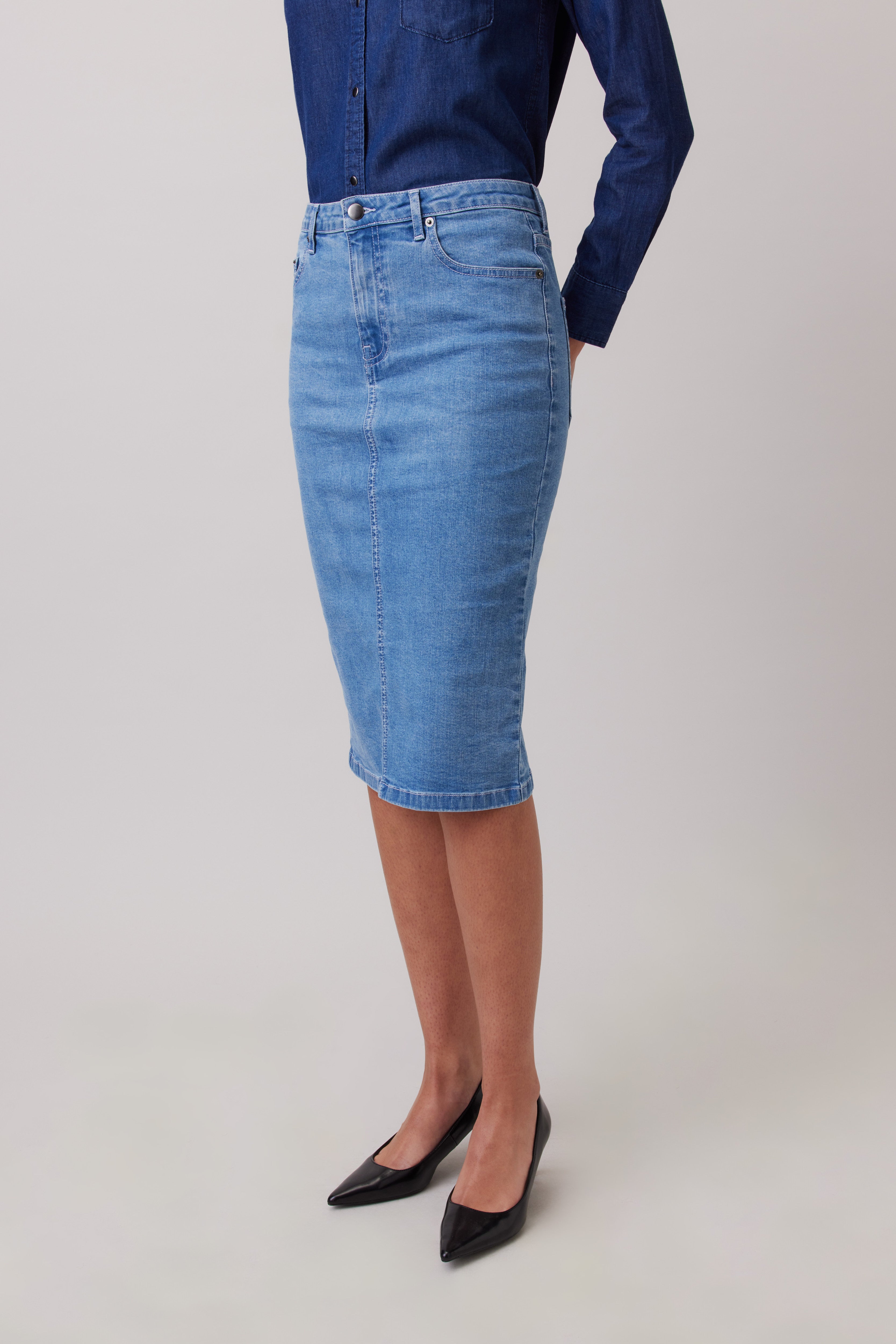 Denim Skirt in midi length