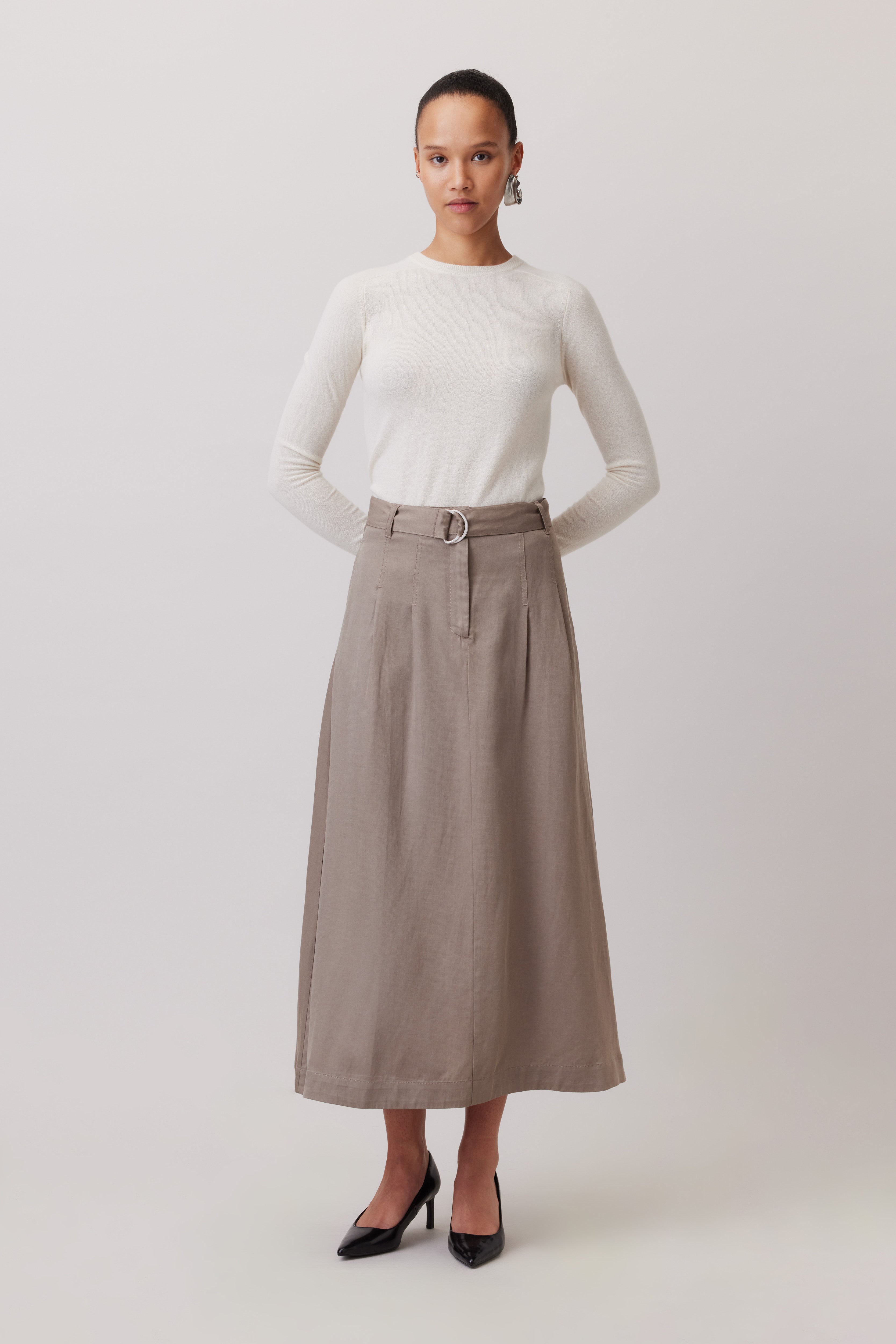 Midi Skirt with Pleats